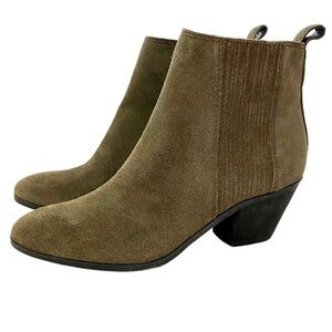 Frye and Co. Jacy Chelsea Western Style Ankle Suede Boot Brown Olive 6.5